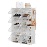 Garvee 6-Tier Expandable Shoe Rack Organizer With 2 Hooks Slim Space Saving Storage Shelf For Entryway Closet Mudroom 24-Pair White - White