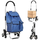 Garvee 3 In 1 Folding Shopping Cart Heavy Duty Stair Climber Dolly 150LBS Load Capacity 36L Oxford Cloth Bag Portable Grocery Cart With 6 Wheels - Black & Silver