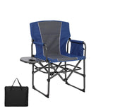 Garvee Oversized Camping Directors Chair With Side Table And Storage Pouch For Beach Fishing Picnic Concert Tailgating 31.89x19.69x36.22 Inches Black - Blue&Grey