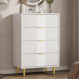 Garvee White 6-Drawer Chest with Wave Panel, Spacious Storage, Metal Handles for Bedroom & Living Room, 100x40x75cm, White - Weiß
