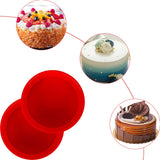 Garvee Set of 2 Round Silicone Baking Molds 15cm Red Nonstick Reusable Food Grade Oven Microwave Dishwasher Safe for Cakes Cheesecakes Mousse