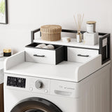 Garvee 2-Tier Washer Dryer Countertop with Shelf and 2 Drawers, Laundry Hamper Counter Storage, Durable Engineered Wood, White, Compact Space Saver - White