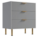 Garvee Brooklyn 3 Drawer Dresser Oak Wood Modern Farmhouse Bedroom Storage Organizer Tall Nightstand - Grey