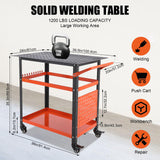 Garvee 36"X24" Welding Table with Wheels & Storage, Heavy Duty Steel, Portable Mobile Workshop Bench, Orange - Orange