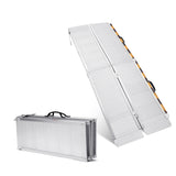 Garvee Wheelchairs Ramp Ultra Portable Lightweight Aluminum Folding Ramp for Wheelchairs Scooters 600Lb Heavy Duty Safety Lock Anti-Slip Surface - Silver