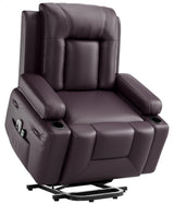Garvee Power Lift Recliner Chair Heat and Massage PU Leather Electric Lift Chair for Elderly Adjustable Back and Legs 38.6x37.4x40.6 inches Black - Coffee