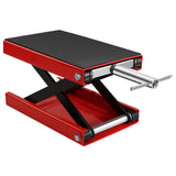 Garvee Motorcycle Scissor Lift Jack Steel Wide Deck Hoist Crank Center Stand 1100 LBS Capacity Red