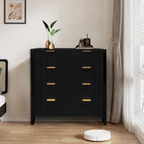 Garvee 4 Drawer Fluted Tall Dresser for Bedroom, Living Room, Hallway, Closet, Black, Mid Century Modern, Large Storage