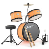 Garvee Drum Set for Beginners, 3-Piece Drum Set, Kids Drum Set with Bass Drum, 8" Suspended Cymbal, Stool, Drumsticks, Pedal - Yellow