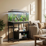 Garvee Aquarium Stand 40-50 Gallons with Power Outlets Metal & Wood 4 Shelves 300 kg Load Modern Design 93x48x78 cm Living Room - Black