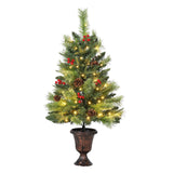 Garvee 3 Ft Artificial Mini Christmas Tree With 70 LED Warm Lights, Pine Cone & Red Berry, Tabletop, Home, Office, Indoor & Outdoor Decor - 3Ft 70 Lights