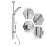 Garvee Shower Panel Tower System with Rainfall Waterfall Shower Head,2 Body Jets, 3-Function Handheld Shower,Stainless Steel Wall-Mounted Shower Set, Brushed Nickel - 9634 Led Lights