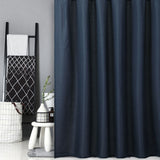 Garvee Navy Waffle Fabric Shower Curtain with Metal Grommets for Bathroom, 72x72 Inch, Navy Blue - Navy Blue