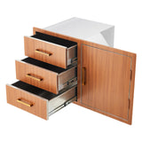 Garvee Stainless Steel Outdoor Kitchen Door Drawer Combo, Triple Drawers & Propane Storage, Weather-Resistant Flush Mount, 38.2"W x 22.6"D x 20.5"H - Golden Pomelo Color