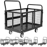 Garvee Platform Truck Cart with Cage Heavy Duty Hand Moving Cart 2000LBS Capacity Multi-Functional 39x24in Black