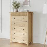 Garvee 5 Drawer Tall Dresser Modern Fluted Wooden Chest for Bedroom Closet Living Room, 31.5" Wide, Natural Oak