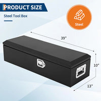 Garvee 39 Inch Steel Truck Bed Tool Box - Diamond Plate Design with Side Handles and Locking Keys, Compact and Durable Storage for Pickup Trucks, RVs, and Trailers, Black
