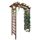 Garvee 85 in Wooden Garden Arbor Solid Fir Wood Trellis for Climbing Plants Wedding Ceremony Decoration Pergola Dark Brown - Dark Brown