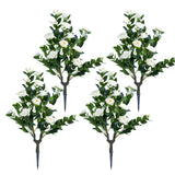Garvee 35.4 in Artificial Topiary Flower with Ground Spike Set of 2, White, Indoor and Outdoor Decor, PE Fake Plants - White