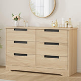 Garvee Natural Wood 6-Drawer Modern Chest with Embedded Handles for Bedroom Living Room Nursery Hallway, Spacious Storage, Durable Wood Finish