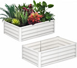 Garvee 2 Pcs Galvanized Raised Garden Bed 6x3x1Ft Metal Planter Box Outdoor Beige with Safety Edge for Vegetables Flowers Herbs - Beige