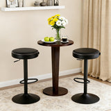 Garvee 2-Pack Oil-Waxed Leather Adjustable Bar Stools with 360° Swivel and Footrest for Kitchen, Home Bar, Lounge Area, Black, Round