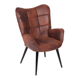Garvee Modern Dining Room Chairs Mid Century Faux Leather Kitchen Chairs with Back Support Metal Legs Brown - Brown