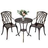 Garvee 3-Piece Patio Bistro Set with Umbrella Hole - Cast Aluminum Table & Chairs, Bronze Bistro Set for Backyard, Garden, Balcony, Patio (Copy)