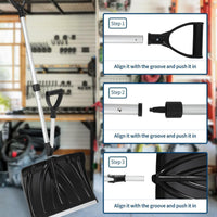 Garvee Ergonomic Dual D-Ring Snow Shovel – 18" Wide Blade with Aluminum Edge – Lightweight Snow Removal Tool for Driveway, Walkway, Car, Yard – Black Shovel with Silver Rod