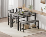 Garvee Modern Dining Table Set for 4 with Chairs & Storage Bench, 47" Rectangular Kitchen Table Set for Small Space, Gray
