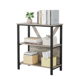 Garvee 3 Tier Bookshelf with LED Lights, Wood and Metal Bookcase for Living Room Bedroom Home Office, Grey, Sturdy and Elegant