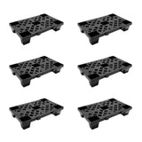 Garvee 6 Pack Plastic Pallets, Lightweight Nestable & Stackable, Ventilated Design for Garage, Warehouse, Basement, Black, 19.7" x 11.8" x 3.9" - Black