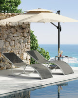 Garvee S Model Patio Lounge Chairs Set of 2 Adjustable Reclining Beach and Poolside Loungers Garden Backyard Aluminum Alloy - Gray