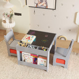 Garvee Kids Table And Chair Set 4 In 1 Wooden Activity Table With Storage Drawer For Toddlers, Drawing, Reading, Crafts, Art, Homework, Nursery, Playroom