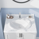Garvee Drop In Bathroom Sink White Oval Ceramic Vanity Top Sink 20x17 Inch Contemporary Small Spaces - White