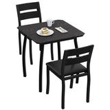 Garvee 3 Piece Farmhouse Dining Table Set with Padded Chairs & Iron Frame for Small Spaces, Apartments, Black