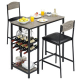 Garvee 4-Piece Barset With 4 Bar Stools, MDF & Metal, Padded PU Leather Seats, Modern Gray, Kitchen & Living Room - Grau-4 Barhockern Set