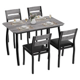 Garvee Dining Table Set for 4, 5 Piece Metal Frame Kitchen Table and Chair Set, Chamfer Design, Space-Saving, Small Spaces, Engineered Wood, Black - Grey And Black
