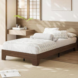 Garvee Wood Platform Bed Frame Twin XL, Wood Slat Support, Noise-Free, Easy Assembly, Natural Wood Finish - Walnut