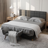 Garvee Twin Size Bed Frame with Adjustable Memory Foam Headboard, Linen Upholstered Platform Bed, Grey, 700lbs Support, No Box Spring Needed