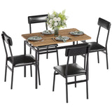Garvee Dining Table Set for 4, 5 Piece Wooden Table and PU Upholstered Chairs with Metal Frame, Modern Dinette for Dining Room, Apartment, Home, Party, 27.56"D x 43.31"W x 29.92"H, Black