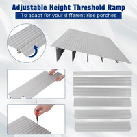 Garvee 2" Aluminum Threshold Ramp for Doorways, 700 lbs Capacity, Adjustable Height, Non-Slip Surface, Portable Design, Wheelchairs & Scooters Access