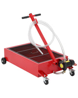 Garvee Low Profile Oil Drain Pan 20 Gallon with 12V Electric Pump, Folding Handle, Carbon Steel, 8FT Hose, Wheels, for Cars and Trucks - Red-Electric-12V