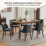 Garvee Modern Upholstered Dining Chairs 2-Pack Ergonomic Backrest Sturdy Rubberwood Legs Comfortable Linen Padding Accent Chairs for Kitchen Living Room - Dark Grey