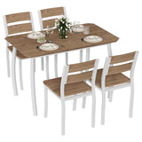Garvee Dining Table Set for 4, 5 Piece Metal Frame Kitchen Table and Chair Set, Space-Saving for Small Spaces, White and Natural - Natural And White