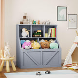 Garvee Toy Storage Organizer for Kids, Toy Storage Cabinet with Toy Shelf, Boys Girls Toddler Bookshelf Toy Organizer, Kids Bookshelf and Toy Storage for Playroom, Bedroom, Nursery, Classroom, Daycare - Grey