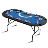 Garvee Oval Poker Table with 9 Cup Holders, Casino Leisure Table for 10 Players, Blackjack Gaming Table, 81.5in x 42in x 29.5in, Green