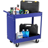 Garvee 2 Tier Rolling Tool Cart Heavy Duty Steel Utility Cart 330 LBS Capacity Black for Garage Workshop Warehouse - Blue
