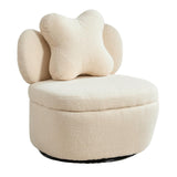 Garvee Teddy Velvet Swivel Accent Chair with Storage, 360° Rotating Barrel Chair, Comfy Single Sofa for Living Room Bedroom, Camel