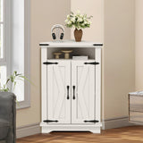Garvee Corner Bathroom Cabinet Small Corner Cabinet with Barn Doors Adjustable Shelf for Bathroom Kitchen Living Room 22in White
